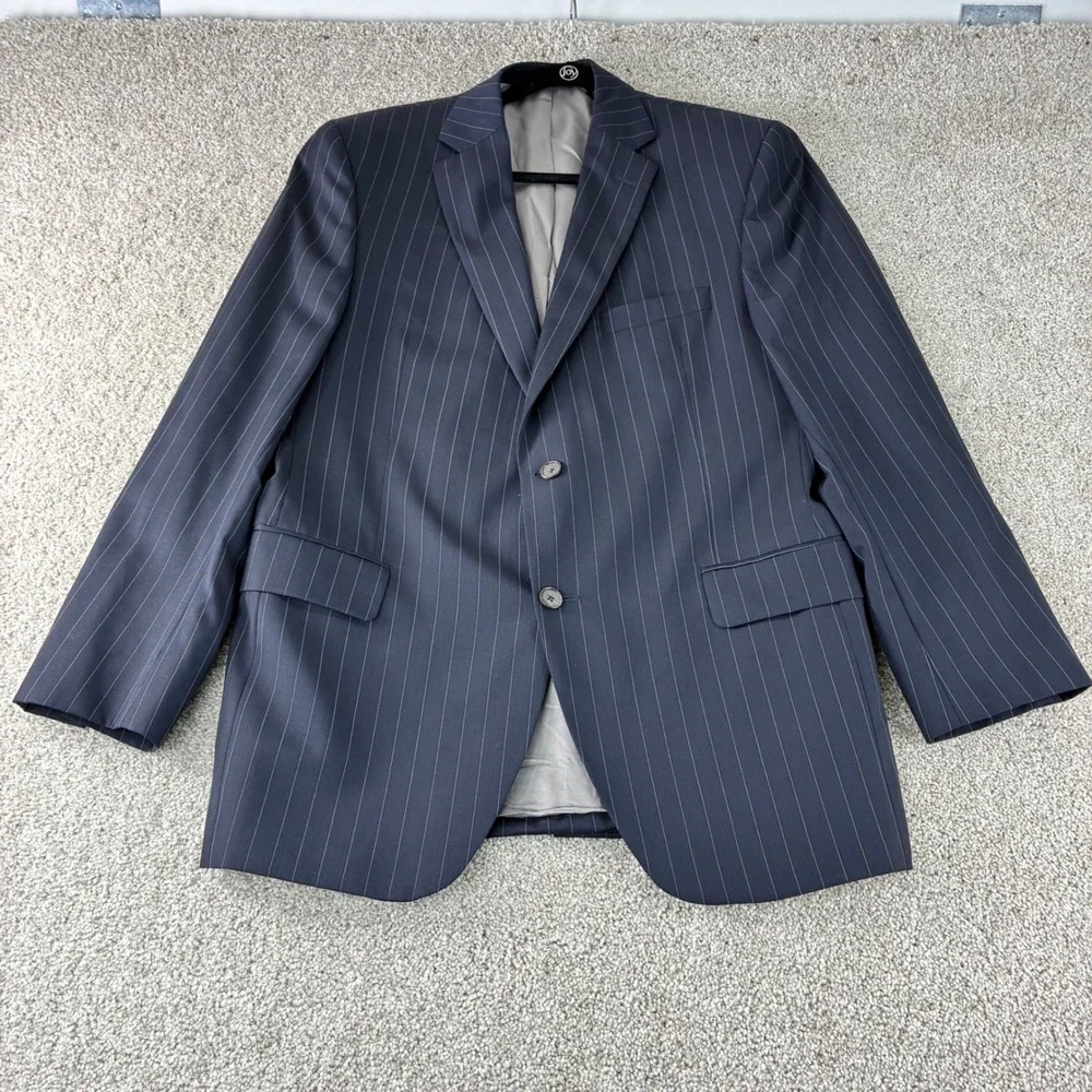 Jack Victor Von Maur Mens 42R Navy Pinstripe‎ Wool Two Button Blazer Jacket